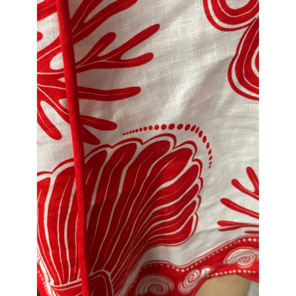 Farm Rio Red White Ainika Shell Euroflax Premium Linen Mini Dress | XL - Picture 7 of 13